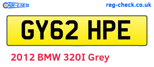 GY62HPE are the vehicle registration plates.