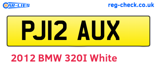 PJ12AUX are the vehicle registration plates.