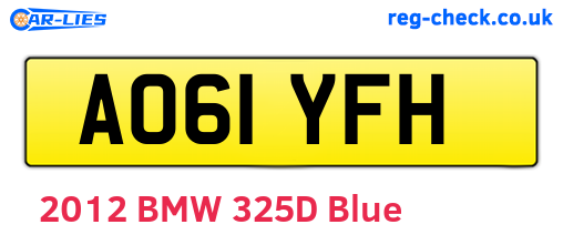 AO61YFH are the vehicle registration plates.