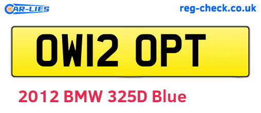 OW12OPT are the vehicle registration plates.