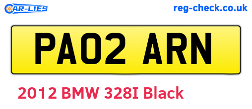 PA02ARN are the vehicle registration plates.