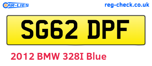 SG62DPF are the vehicle registration plates.