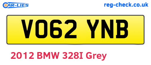 VO62YNB are the vehicle registration plates.