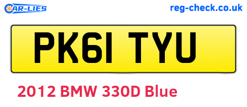 PK61TYU are the vehicle registration plates.