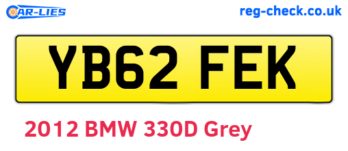 YB62FEK are the vehicle registration plates.
