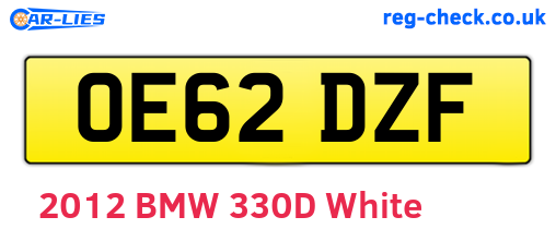 OE62DZF are the vehicle registration plates.