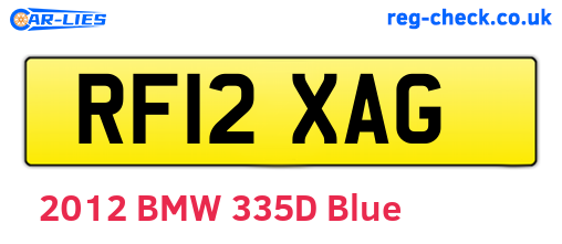 RF12XAG are the vehicle registration plates.