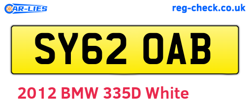 SY62OAB are the vehicle registration plates.