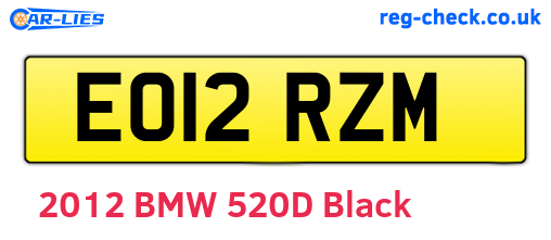 EO12RZM are the vehicle registration plates.