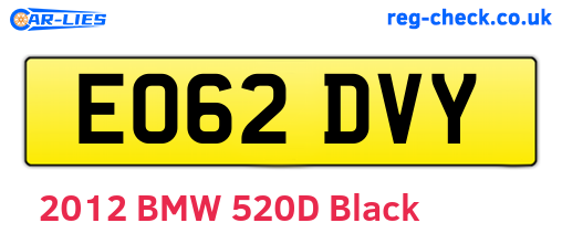 EO62DVY are the vehicle registration plates.