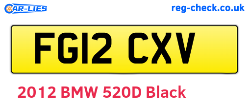 FG12CXV are the vehicle registration plates.