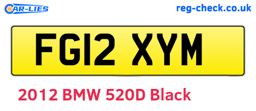 FG12XYM are the vehicle registration plates.