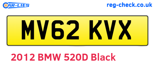 MV62KVX are the vehicle registration plates.