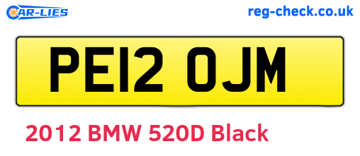 PE12OJM are the vehicle registration plates.