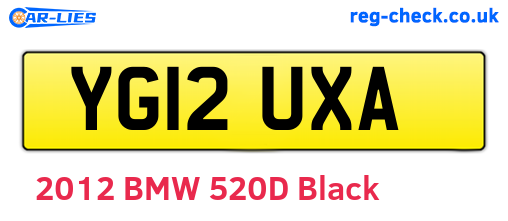 YG12UXA are the vehicle registration plates.