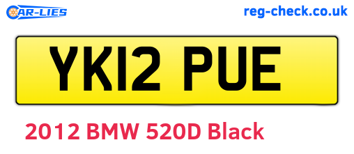 YK12PUE are the vehicle registration plates.