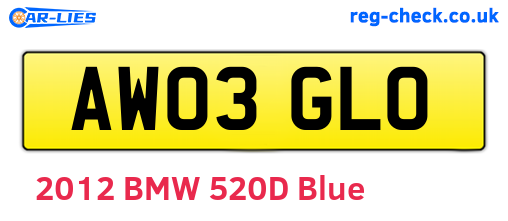 AW03GLO are the vehicle registration plates.