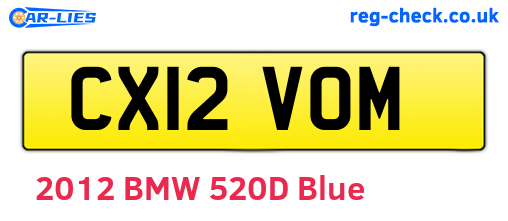 CX12VOM are the vehicle registration plates.