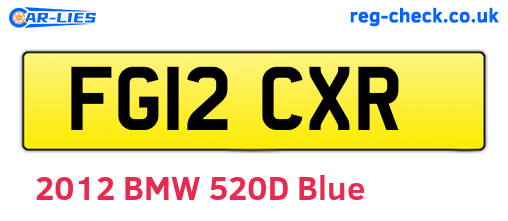 FG12CXR are the vehicle registration plates.