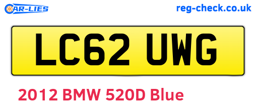 LC62UWG are the vehicle registration plates.