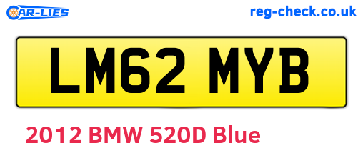 LM62MYB are the vehicle registration plates.