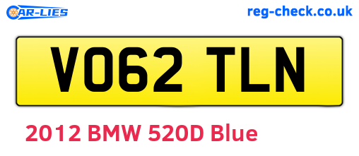 VO62TLN are the vehicle registration plates.