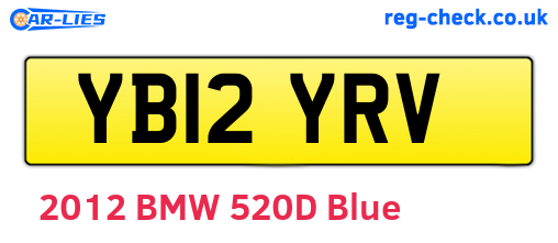 YB12YRV are the vehicle registration plates.