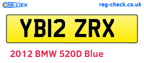 YB12ZRX are the vehicle registration plates.