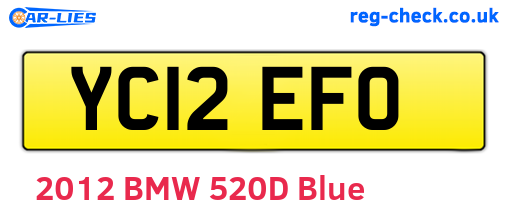 YC12EFO are the vehicle registration plates.