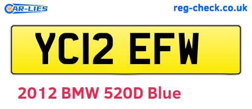 YC12EFW are the vehicle registration plates.