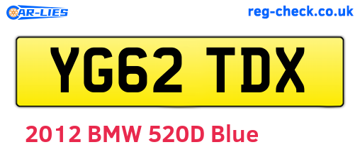 YG62TDX are the vehicle registration plates.