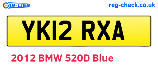 YK12RXA are the vehicle registration plates.
