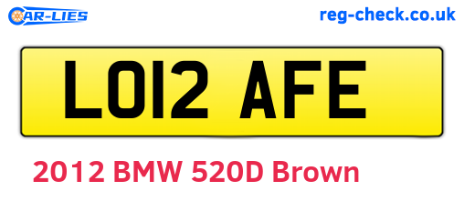 LO12AFE are the vehicle registration plates.