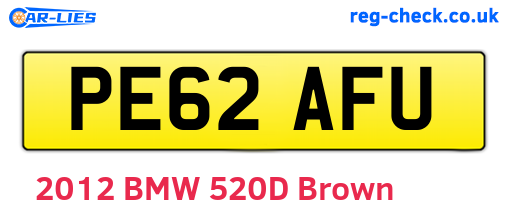 PE62AFU are the vehicle registration plates.