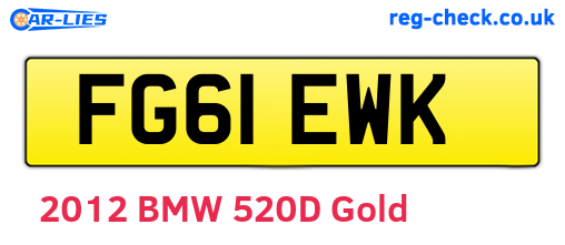 FG61EWK are the vehicle registration plates.