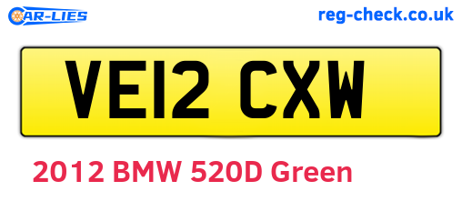 VE12CXW are the vehicle registration plates.