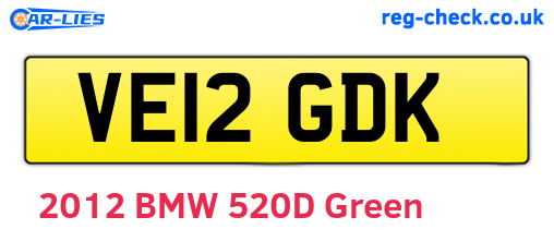 VE12GDK are the vehicle registration plates.