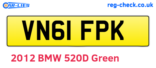 VN61FPK are the vehicle registration plates.