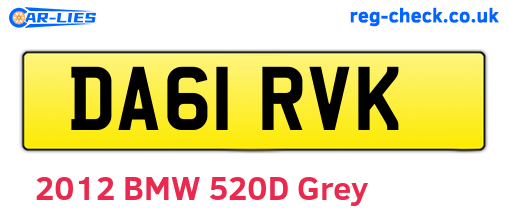 DA61RVK are the vehicle registration plates.