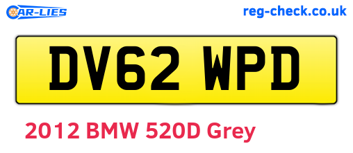 DV62WPD are the vehicle registration plates.
