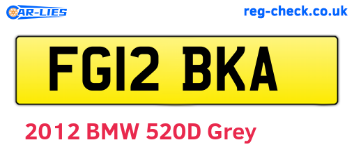 FG12BKA are the vehicle registration plates.