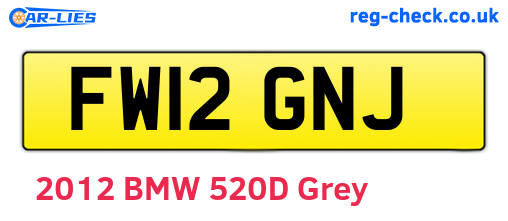 FW12GNJ are the vehicle registration plates.
