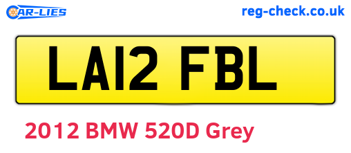 LA12FBL are the vehicle registration plates.