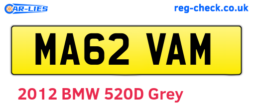 MA62VAM are the vehicle registration plates.