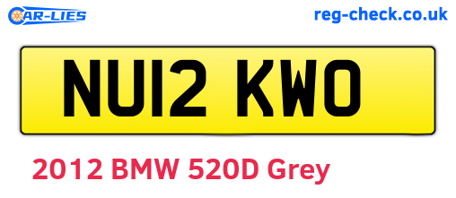 NU12KWO are the vehicle registration plates.