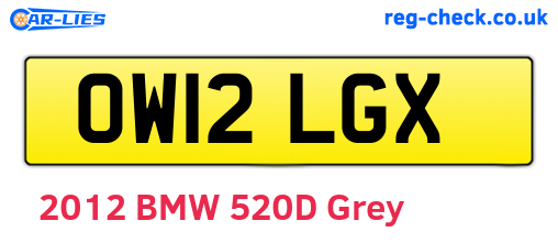 OW12LGX are the vehicle registration plates.