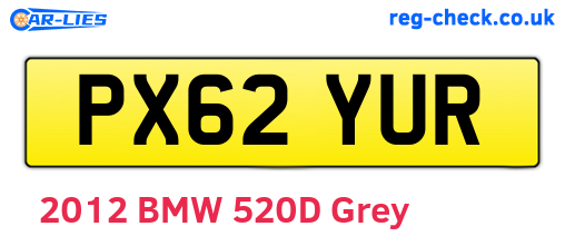 PX62YUR are the vehicle registration plates.