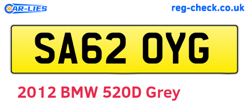 SA62OYG are the vehicle registration plates.