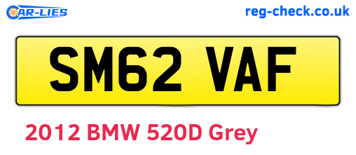SM62VAF are the vehicle registration plates.