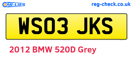 WS03JKS are the vehicle registration plates.
